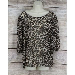 Watermelon Womens See Through Light Floe Leopard Print Top Blouse Plus Sz 1X 2XL